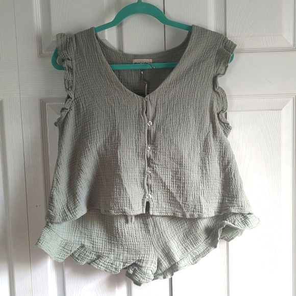 Cotton Two Piece Set - Tank & Shorts - Picture 1 of 10